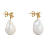 LES PERLES CELINE BAROQUE EARRINGS IN BRASS WITH GOLD FINISH AND CULTURED PEARLS