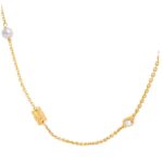 CELINE LES PERLES NECKLACE IN STRASS RESIN PEARLS AND BRASS WITH GOLD FINISH