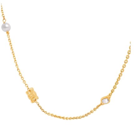 CELINE LES PERLES NECKLACE IN STRASS RESIN PEARLS AND BRASS WITH GOLD FINISH