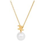 CELINE LES PERLES NECKLACE IN RESIN PEARL AND BRASS WITH GOLD FINISH