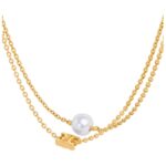 CELINE LES PERLES BRACELET IN RESIN PEARL AND BRASS WITH GOLD FINISH