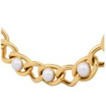 CELINE LES PERLES MAILLON NECKLACE IN BRASS WITH GOLD FINISH AND RESIN PEARLS