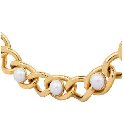 CELINE LES PERLES MAILLON NECKLACE IN BRASS WITH GOLD FINISH AND RESIN PEARLS