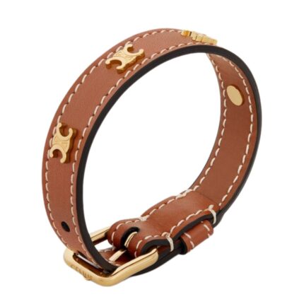 CELINE LES CUIRS BRACELET IN CALFSKIN AND BRASS WITH GOLD FINISH