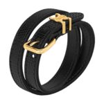 CELINE LES CUIRS DOUBLE BRACELET IN LIZARD CALFSKIN AND BRASS WITH GOLD FINISH