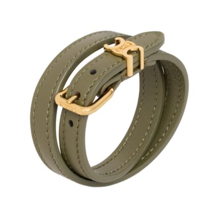 LES CUIRS CELINE DOUBLE BRACELET IN CALFSKIN AND BRASS WITH GOLD FINISH