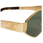 CELINE TRIOMPHE METAL 02 SUNGLASSES IN METAL GOLD-GREEN