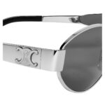 CELINE TRIOMPHE METAL 01 SUNGLASSES IN METAL SILVER-SMOKE