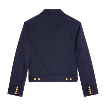 CELINE CROPPED SAHARIENNE JACKET IN DIAGONAL WOOL