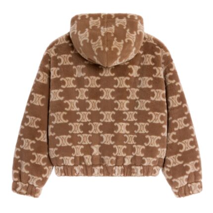 CELINE HOODED JACKET IN TRIOMPHE WOOL AND FUR