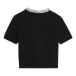 CELINE EMBROIDERED CROPPED CARDIGAN IN CASHMERE BLACK
