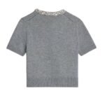 CELINE EMBROIDERED CROPPED CARDIGAN IN CASHMERE MEDIUM GREY