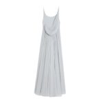 CELINE LONG DRAPED DRESS IN MUSLIN AND SILK CRÊPE