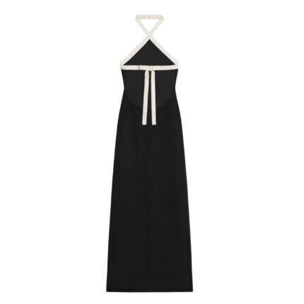 CELINE COLUMN DRESS IN SATIN LINED CREPE