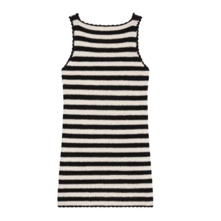 CELINE TRIOMPHE STRIPED MINI DRESS IN CROCHETED COTTON
