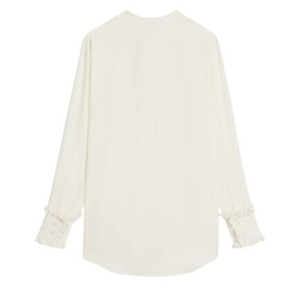 CELINE FRILLED ROMY SHIRT IN SILK CREPE AND ACETATE