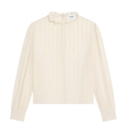 CELINE CROPPED BLOUSE IN MUSLIN COTTON AND WOOL