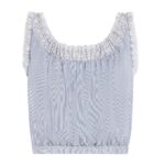 CELINE EMBROIDERED FOLK TOP IN STRIPED COTTON AND CASHMERE