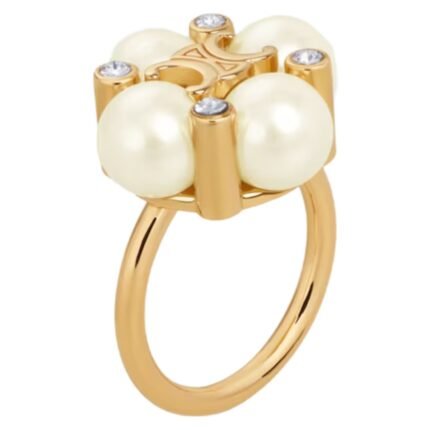 CELINE LES PERLES RING IN STRASS RESIN PEARLS AND BRASS WITH GOLD FINISH