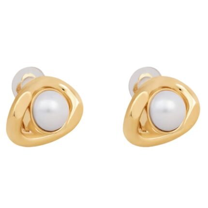 LES PERLES CELINE MAILLON EARRINGS IN BRASS WITH GOLD FINISH AND RESIN PEARLS