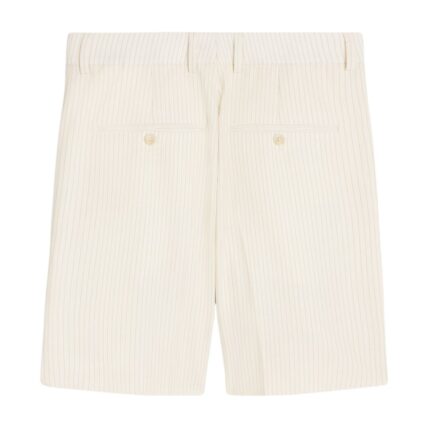 CELINE TRIPLE PLEATED MASCULIN SHORTS IN STRIPED WOOL