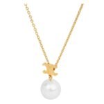 LES PERLES CELINE NECKLACE IN RESIN PEARL AND BRASS WITH GOLD FINISH