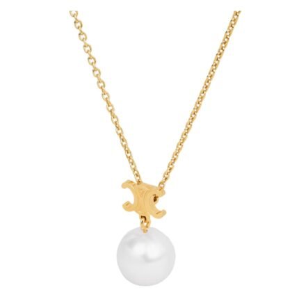 LES PERLES CELINE NECKLACE IN RESIN PEARL AND BRASS WITH GOLD FINISH