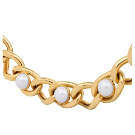 LES PERLES CELINE MAILLON NECKLACE IN BRASS WITH GOLD FINISH AND RESIN PEARLS