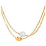 LES PERLES CELINE BRACELET IN RESIN PEARL AND BRASS WITH GOLD FINISH