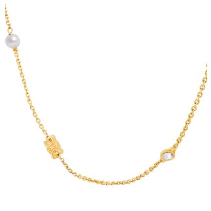 LES PERLES CELINE NECKLACE IN STRASS RESIN PEARLS AND BRASS WITH GOLD FINISH