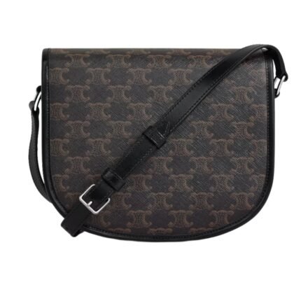 CELINE MEDIUM BESACE TRIOMPHE IN TRIOMPHE CANVAS AND CALFSKIN