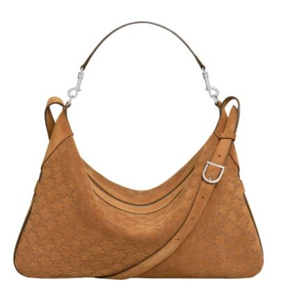 CELINE LARGE STRAP ROMY IN SUEDE CALFSKIN WITH TRIOMPHE ALL OVER