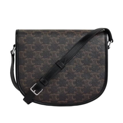 CELINE MEDIUM BESACE TRIOMPHE IN TRIOMPHE CANVAS AND CALFSKIN