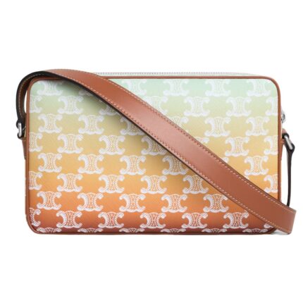 CELINE MEDIUM MESSENGER BAG IN TRIOMPHE CANVAS SUNSET AND CALFSKIN