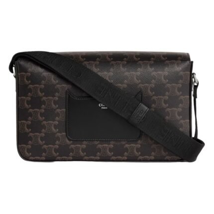 CELINE FLAP MESSENGER IN TRIOMPHE CANVAS AND CALFSKIN