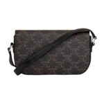 CELINE SMALL CROSSBODY BAG TRIOMPHE IN TRIOMPHE CANVAS AND CALFSKIN BLACK