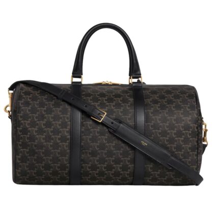 CELINE MEDIUM VOYAGE TRIOMPHE CANVAS AND CALFSKIN BLACK