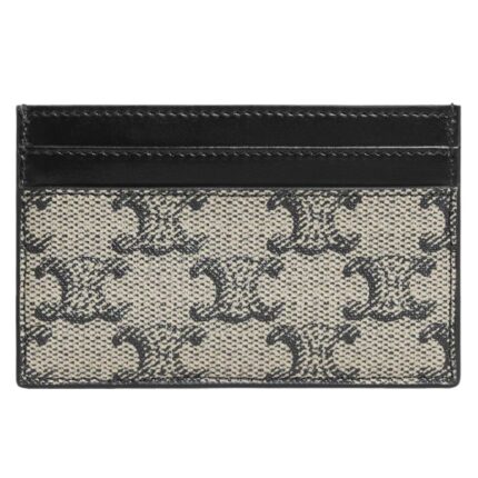 CELINE MEDIUM CARD HOLDER IN TRIOMPHE CANVAS AND CALFSKIN