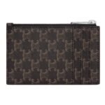 CELINE ZIPPED CARD HOLDER IN TRIOMPHE CANVAS AND LAMBSKIN BLACK