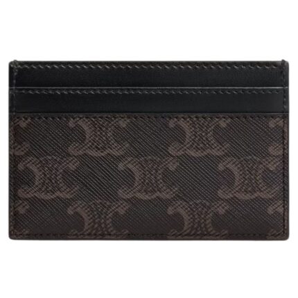 CELINE MEDIUM CARD HOLDER IN TRIOMPHE CANVAS AND CALFSKIN BLACK