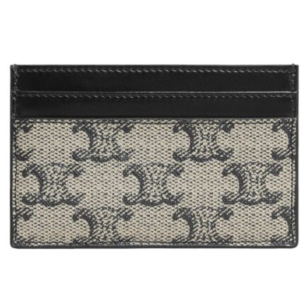 CELINE MEDIUM CARD HOLDER IN TRIOMPHE CANVAS AND CALFSKIN BEIGE