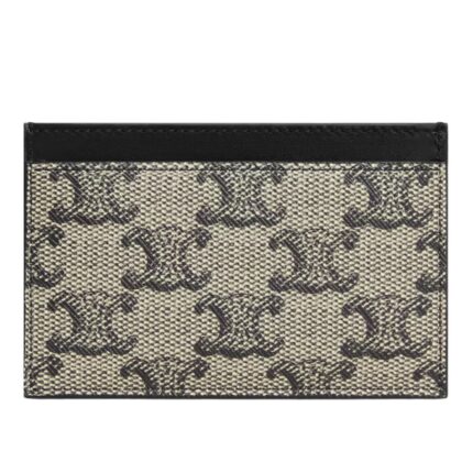 CELINE CARD HOLDER IN TRIOMPHE CANVAS AND CALFSKIN BEIGE