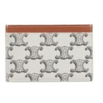 CELINE CARD HOLDER IN TRIOMPHE CANVAS AND CALFSKIN TAN