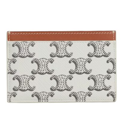CELINE CARD HOLDER IN TRIOMPHE CANVAS AND CALFSKIN TAN
