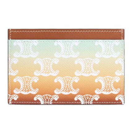 CELINE CARD HOLDER IN TRIOMPHE CANVAS SUNSET AND CALFSKIN