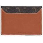 CELINE CARD HOLDER IN TRIOMPHE CANVAS AND CALFSKIN TAN