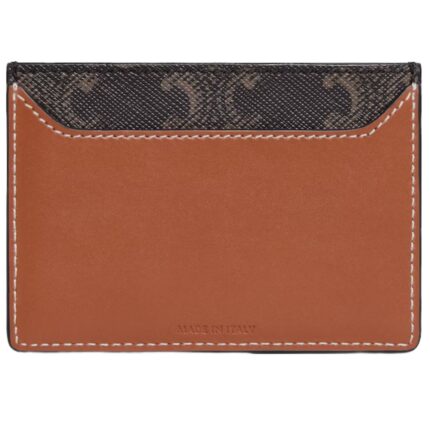 CELINE CARD HOLDER IN TRIOMPHE CANVAS AND CALFSKIN TAN