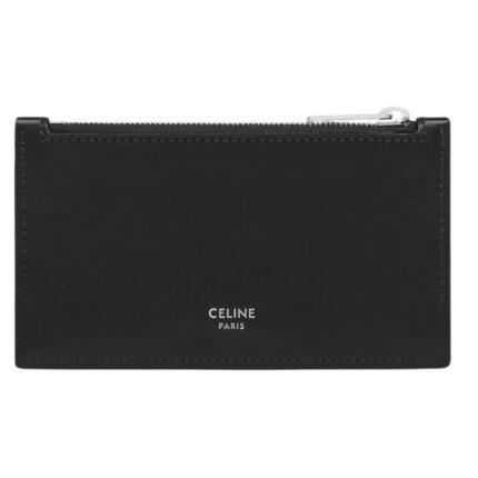 CELINE ZIPPED CARD HOLDER IN TRIOMPHE CANVAS AND CALFSKIN