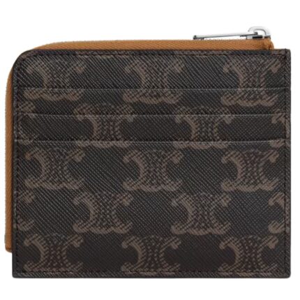 CELINE ZIPPED CARD HOLDER WITH PURSE IN TRIOMPHE CANVAS AND CALFSKIN