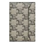 CELINE VERTICAL CARD HOLDER IN TRIOMPHE CANVAS AND CALFSKIN BEIGE